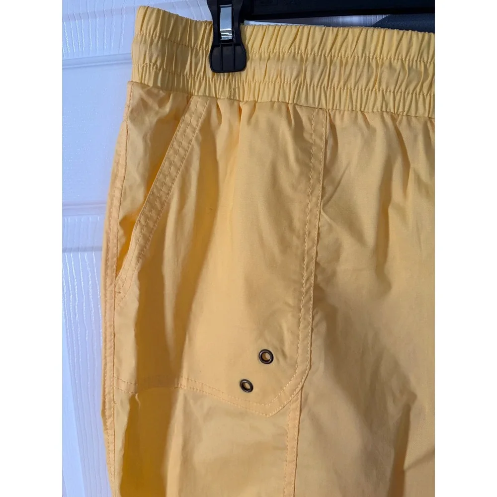 Palm Rio Womens Yellow Cropped Drawstring Elastic Waist Utility Pants NWT